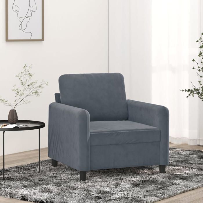 Prix bas - Fauteuil-chaise Longue de salon - Gris foncé 60 cm Velours （980714993786)