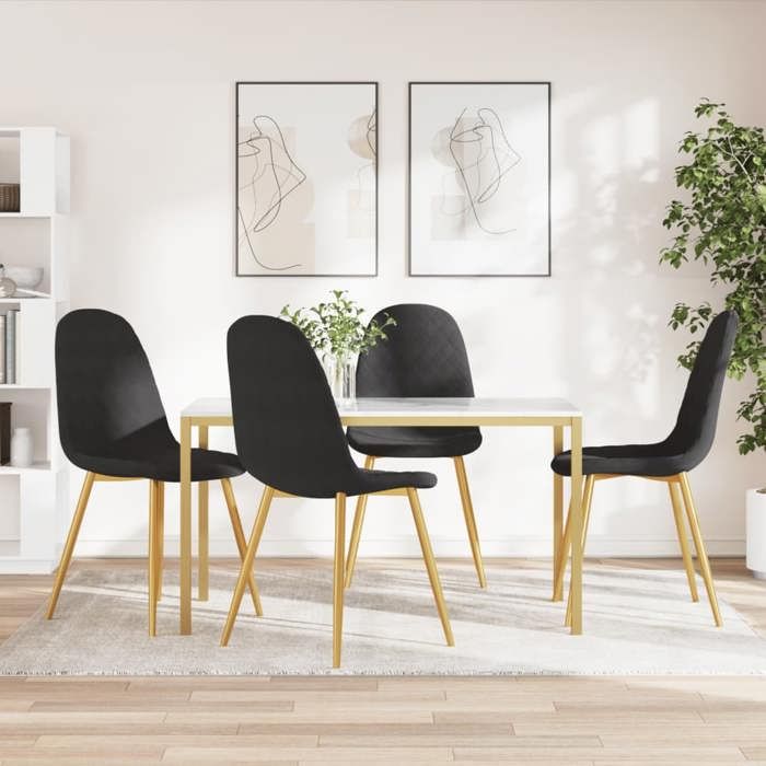 (Noir)Lot de 4 Chaises de Cuisine - SIGNOR - Jusquà 120 kg Noir Velours - dintérieur 220973