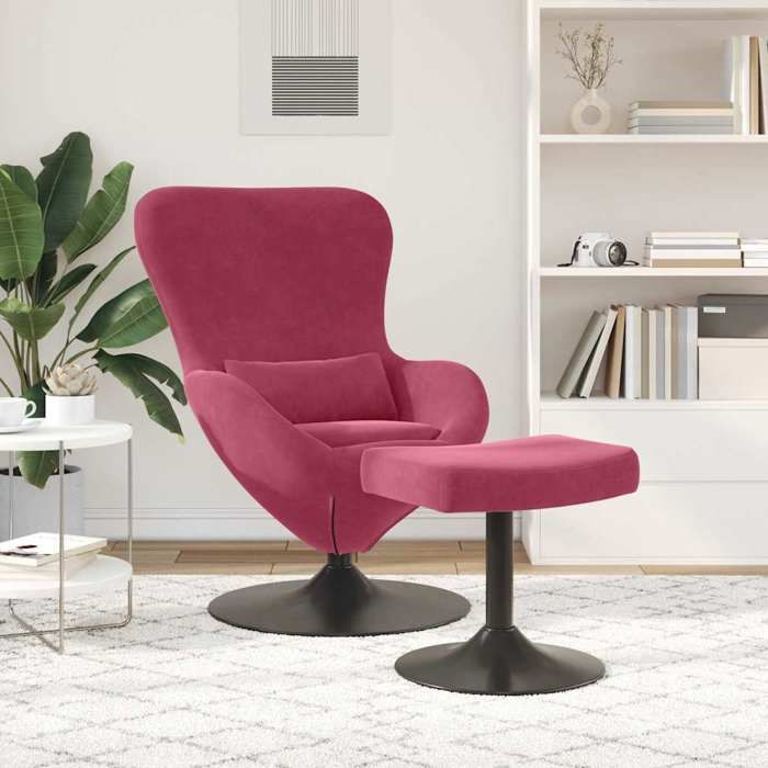 CLARENCE® Fauteuil simple - Chaise-Canapé - pour salon/chambre/bureau - Lot de 2 Rouge bordeaux 63x73x90 cm Velours LV5343