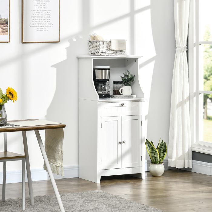 Meuble armoire micro-ondes pour cuisine avec 1 tiroir 2 Portes 60 x 40 x 1225 cm - MDF - Blanc