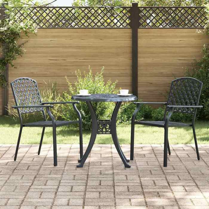 Vidaxl Chaises de jardin empilables - Acier - Anthracite - Lot de 2 Gris - vue 1
