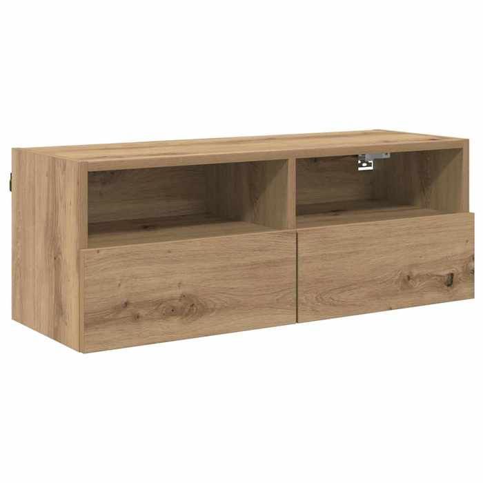 Black FridayMeuble TV mural - Cabinet TV mural - Armoire flottante Montage mural Chêne artisanal - 80x30x30cm EU01_510534