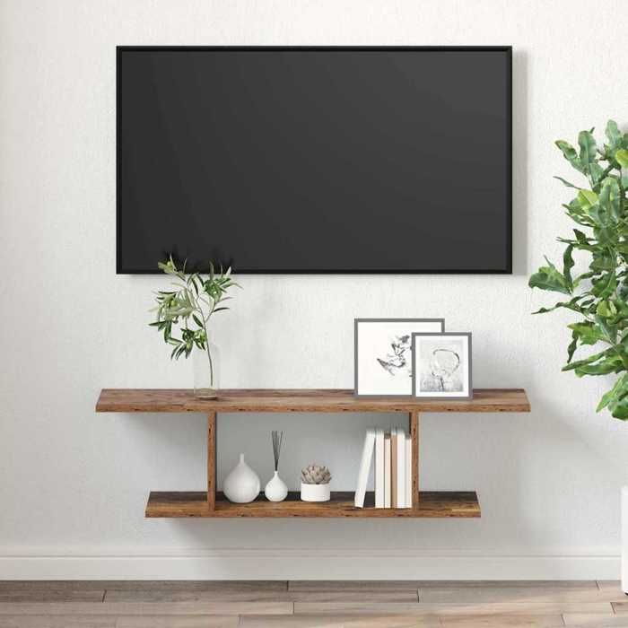 Meuble TV suspendu en bois dingénierie - WIENS - 103x30x265 cm - Marron - Style scandinave moderne
