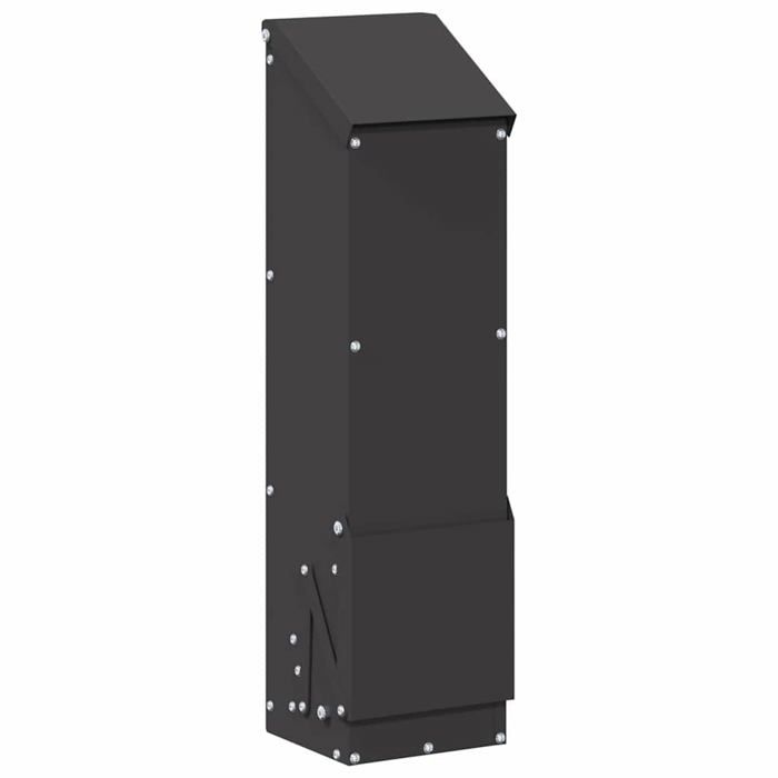 Mangeoire pour poules en acier - vidaXL - Noir - 13x12x51 cm - Capacité 5 kg - Résistant aux intempéries - Imperméable