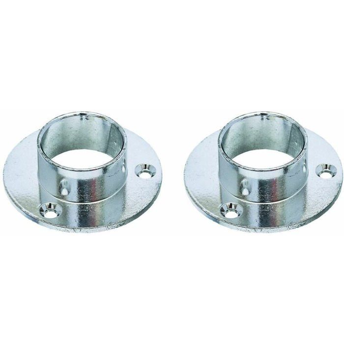 2x Support de tringle à visser rond diamètre 25mm en zinc chromé Meuble Penderie Armoire Placard Garde robe Porte manteau Label