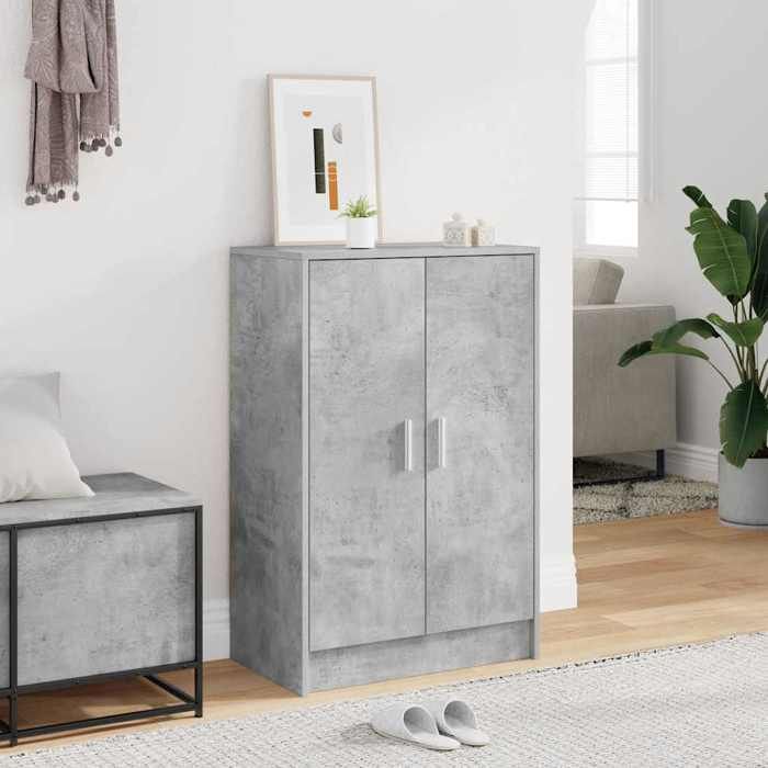 SALE 2026 Meuble à chaussures Gris - Armoire à chaussures Gris béton 60x35x92cm - Bois d’ingénierie PRO949404786