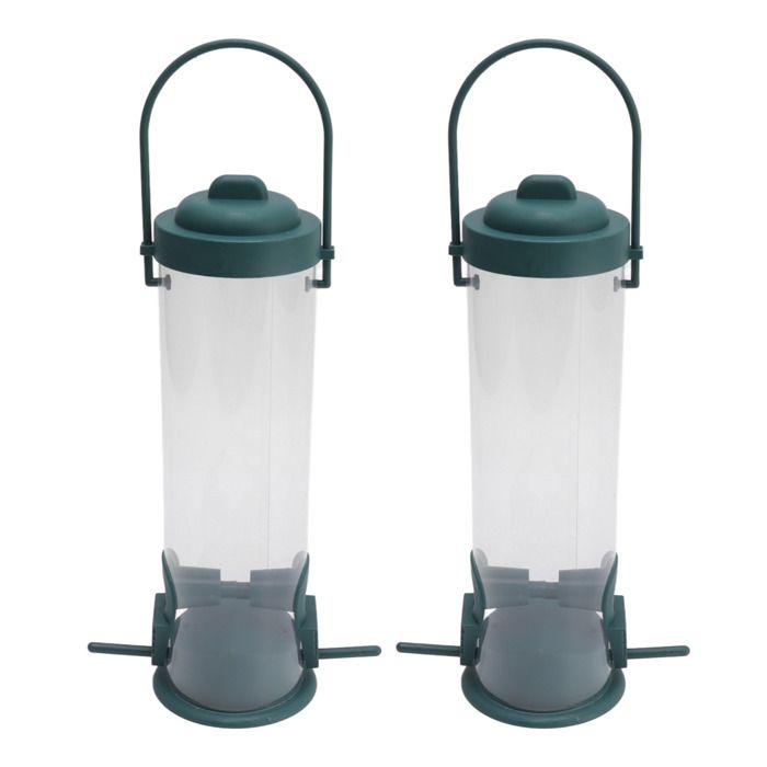 SALALIS Mangeoire à tubes pour oiseaux Mangeoire à oiseaux en plastique Transparent 2 ensembles mangeoire à jardin anti-oiseaux