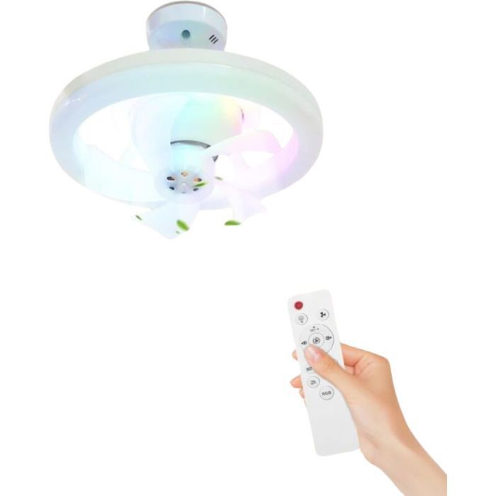 Ventilateur de plafond silencieux avec lumière LED–Télécommande – Douille E27–Température de couleur 3200K à 6500K - Unbrand