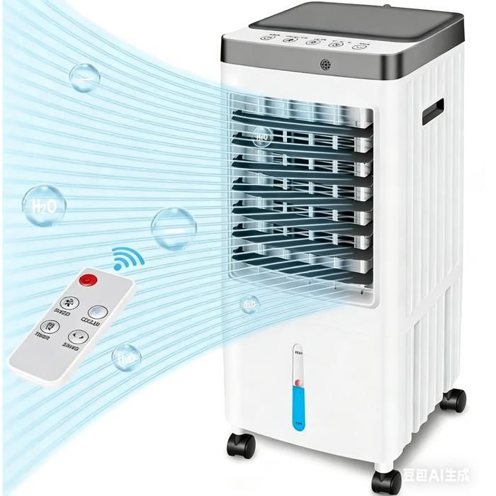 Ventilateur de Climatisation Portable 65 W 10 L Refroidisseur Évaporatif 3 Vitesses Minuterie de 7 H Télécommande pour Maison Bureau - Joulli