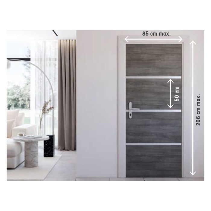 Réno’Porte kit rénovation porte Gris Agate + profilés noirs - pour portes lisses jusquà 85×206 cm
