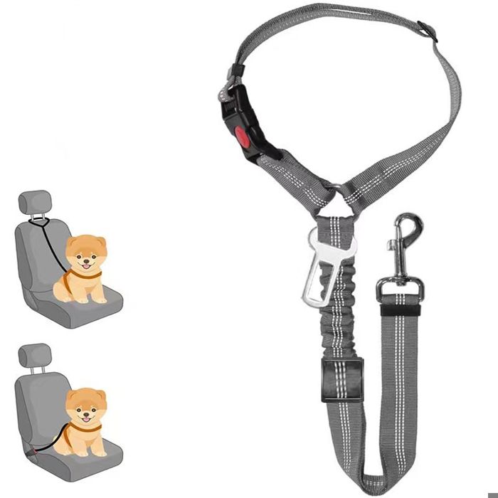 Ceinture de sécurité pour chien - Phoesky - Réglable - Boucle en métal - Élastique réfléchissante - Attache de voiture