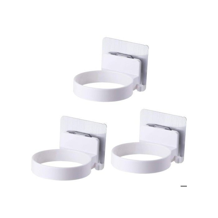 Lot de 3 supports adhésifs pour sèche-cheveux. Supports muraux pour sèche-cheveux. Étagère de rangement en plastique