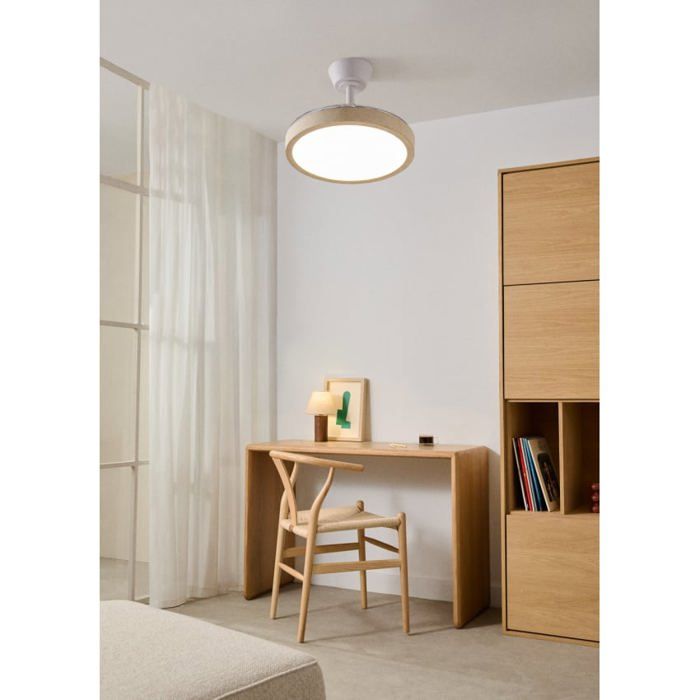 Ventilateur de plafond rétractable - CREATE - Pales rétractables - Lumière LED 36W - Fonction été/hiver