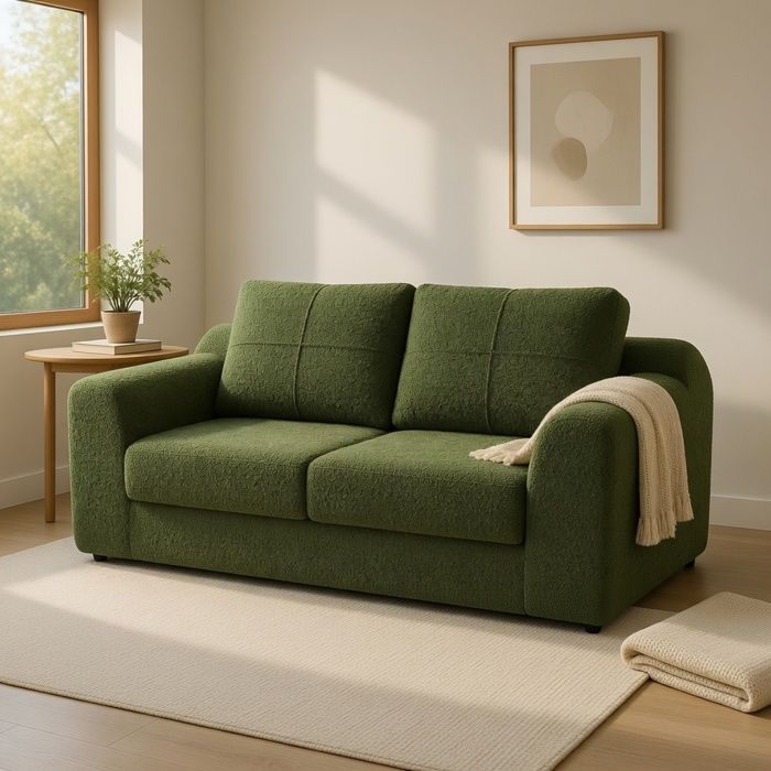 Canapé 2-en-1 sans armature convertible lit accoudoirs canapé sol pliable compressé en boîte vert 179x95x79 cm