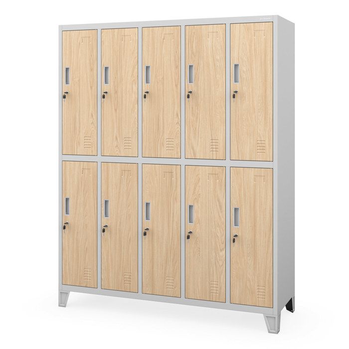 Armoire de rangement pour vêtements de sécurité à 10 portes gris / chêne Sonoma : Eco Design BARTEK 1360 x 1720 x 450 mm