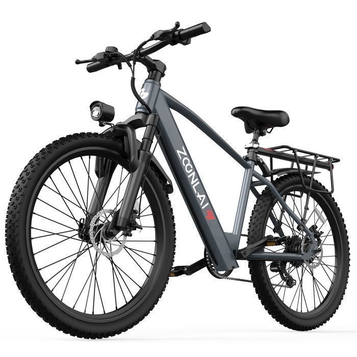 Vélo Électrique 26 - ZOONLAI L26-D VAE - 250W 36V 10.4Ah - Autonomie 70 km - 7 vitesses - Porte-bagages - Gris