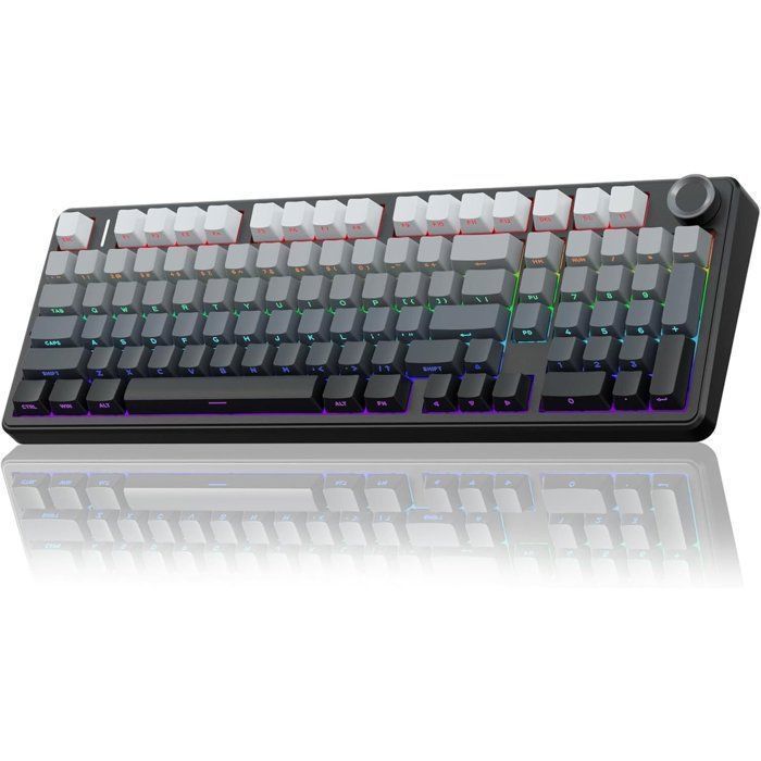 AULA F99 Pro Clavier Gaming Mécanique Sans Fil Molette QWERTY Hot-Swap Triple Connexion BT5.0/USB-C/24GHz RGB PBT Gris dégradé