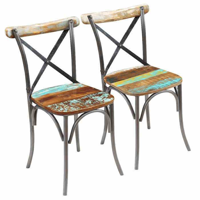 Chaises à manger 2 pcs - VIDAXL - bois de récupération solide - Cadre durable - design élégant(15713)