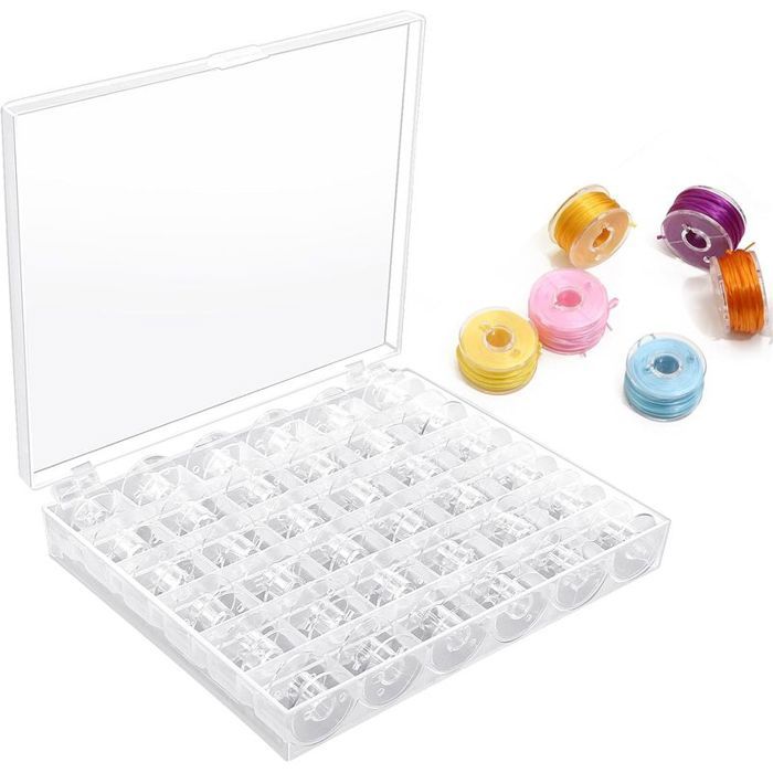 36pcs Canette Machine A Coudre Singer Accessoires Couture Canettes De Couture Canettes De Machine À Coudre Transparentes avec Bo
