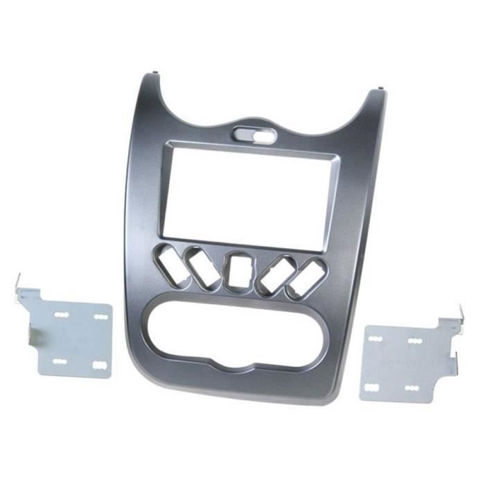 Kit facade Autoradio FA417B compatible avec Dacia Duster Sandero Logan 08-12 - Gris Fonce - vehicule sans clim