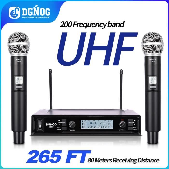 Microphone Sans Fil UHF LiNKFOR 2 Canaux - Portée 60m, écran LCD, Idéal Karaoké Et événements