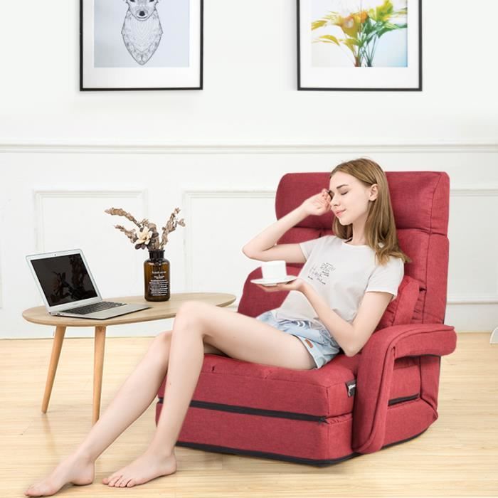 GIANTEX Fauteuil Convertible avec Accoudoir et Dossier Réglable à 5 Positions Conception Ergonomique pour Maison Bureau