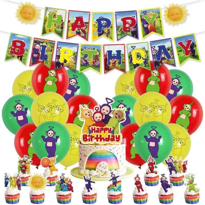Lot 61 Pièces Vaisselle Teletubbies Anniversaire – Assiettes, Gobelets, Serviettes, Nappe Pour 20 Enfants