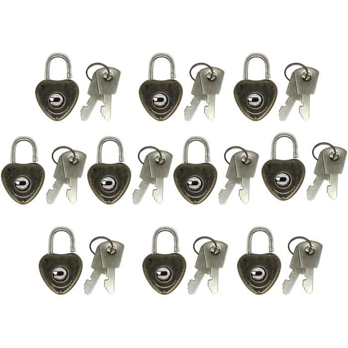 AMANMAN Lot de 10 petits cadenas en métal coloré avec clés pour valise, voyage, école, gym, bagages, sac à dos, boîte à outils (multicolore