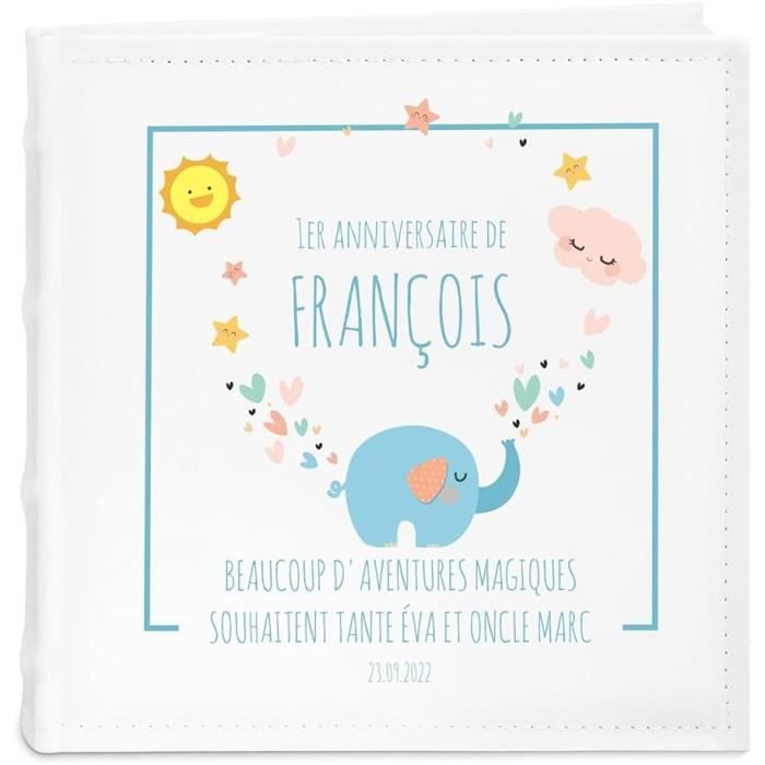 Album Photo Bébé Personnalisable - Cadeau Naissance Blanc En Cuir Synthétique