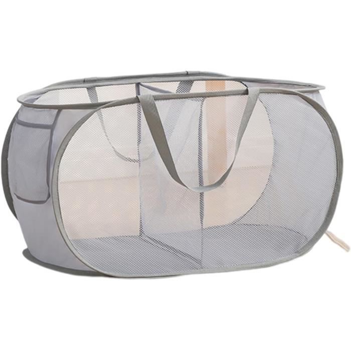 Lot De 2 Paniers à Linge Pliables WUFANC - Maille Respirante 34x34x60cm Et 28x33x59cm - Pour Maison Et Voyage