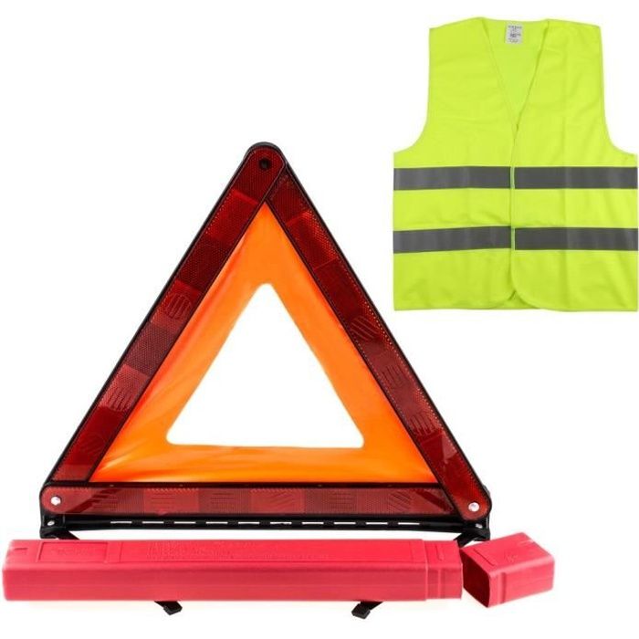 Kit de signalisation Triangle + gilet Homologués Norme CE, kit auto sécurité