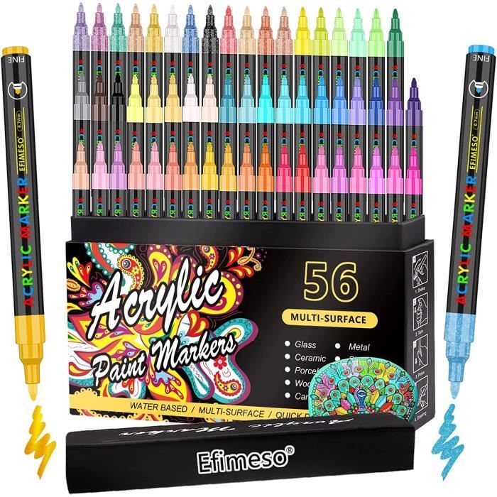 Set De 56 Crayons De Feutre Acrylique Pour La Peinture De Roches,  Céramique, Pierre, Verre, Bois, Métal, Marqueur Peinture A164 - Cdiscount  Beaux-Arts et Loisirs créatifs