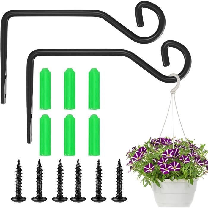 2 Crochets Muraux En Fer Pour Plantes Suspendues - Support Décoratif Pour Pots, Lanternes, Lumières - 3