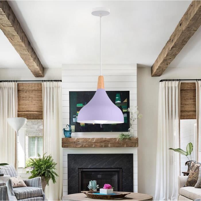 kawoo Suspension Luminaire Moderne Violet Lustre Plafonnier Industrielle style Edison pour Salon Chambre Cafe Bar ø20cm