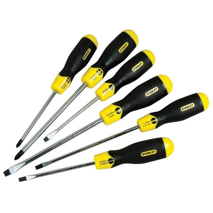 Stanley 0-64-917 Coussin Grip Stubby Tournevis à Fente Évasée Tip 6.5 mm x 45 mm