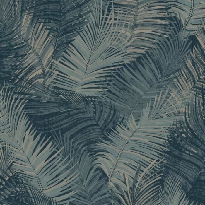 dutch wallcoverings papier peint palm bleu petrole cdiscount bricolage