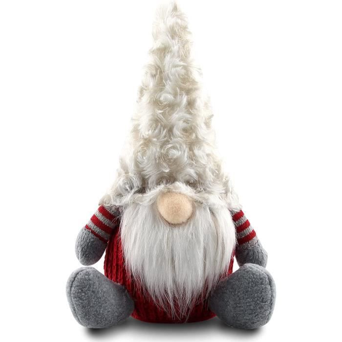 2 Gnomes De Noël En Peluche - Décoration Suédoise 31x16 Cm, Rouge Et Vert, Avec Sac Cadeau, Pour Table Ou Cheminée