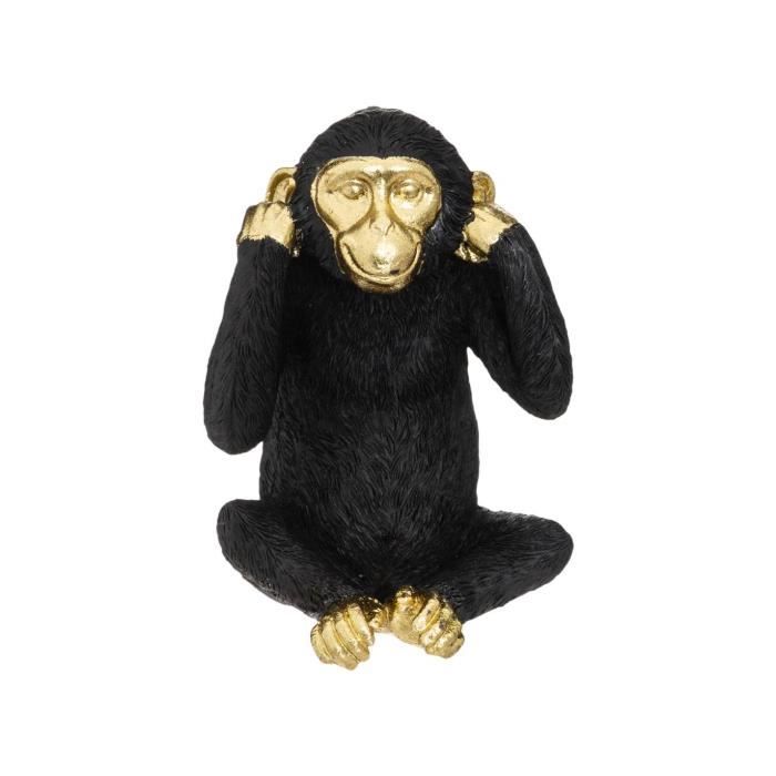 feeric christmas decoration singe de la sagesse en resine noir et dore h 12 cm jungle africa ouie achat vente statue statuette cdiscount