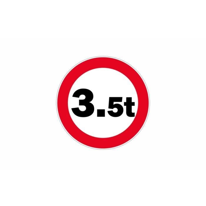 Autocollant sticker signalisation panneau interdit poids lourds camion 3,5 t