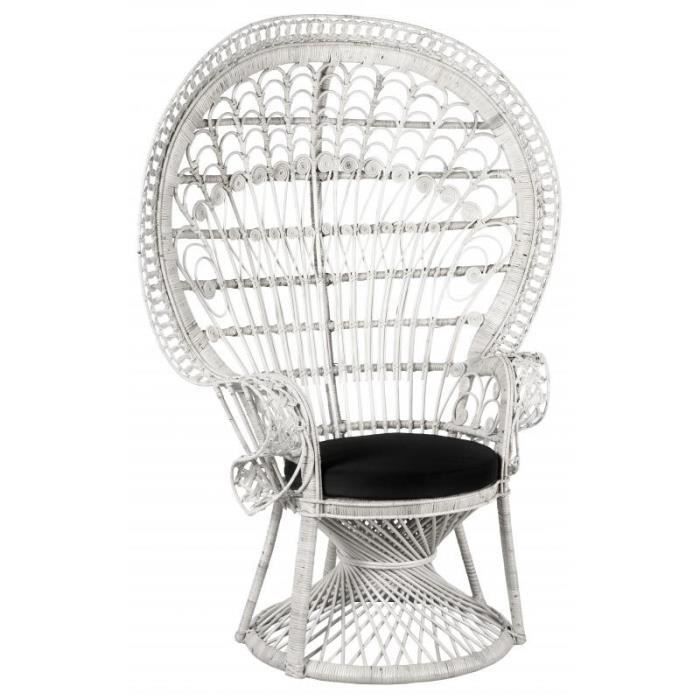 Fauteuil Emmanuelle En Rotin Blanc Achat Vente Fauteuil Cdiscount