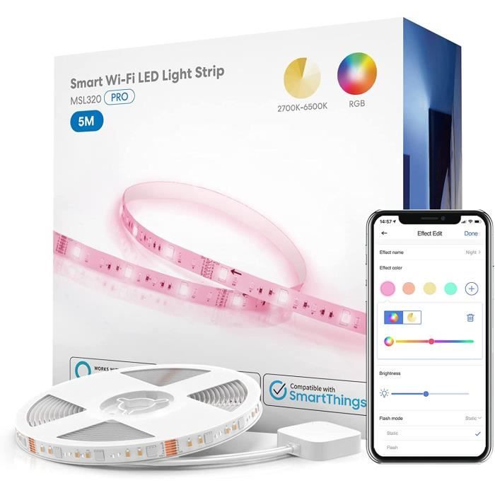 LanJue Ruban à LED Connecté WiFi 5M RGBCW Bande Lumineuse Compatible ...