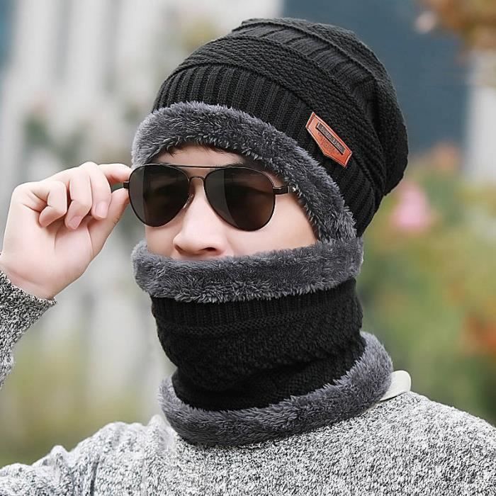 Bonnet en laine tricoté, écharpe chaude, bonnet épais en coton pour homme  pour le cyclisme et la protection contre le froid - Cdiscount Prêt-à-Porter