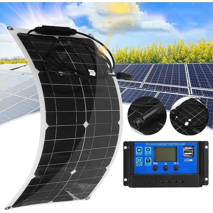 Noir 200W Kit solaire Panneau pour batterie RV navires d'aéronefs par satellite Noir 200W Kit solaire Panneau pour batterie RV navires d'aéronefs par satellite