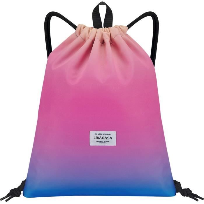 LIVACASA 5.5L Sac à Cordon Sport Femmes Filles Multicolore Imperméable Sac  de Piscine à Cordelette Petit Sac à Dos à Cordon p 310