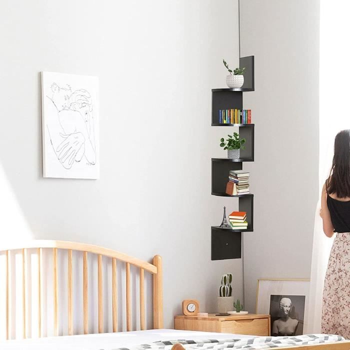 Étagère D'angle 5 Niveaux Zigzag - Rangement Mural Design Pour Toutes Les Pièces