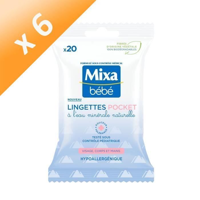 Mixa Lingettes Bébé à L'Eau Naturelle - Lot De 18x48 Lingettes - Hypoallergénique Sans Parfum