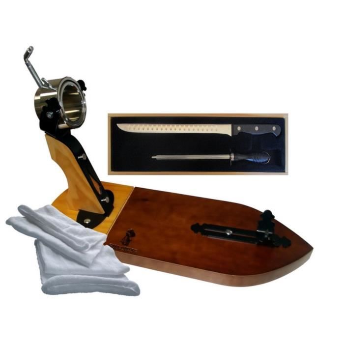 Pack Complet Coupe Jambon Jamonprive - Support Ergonomique + Couteau + Fusil + Couvre-Jambon + Torchon + Pinces