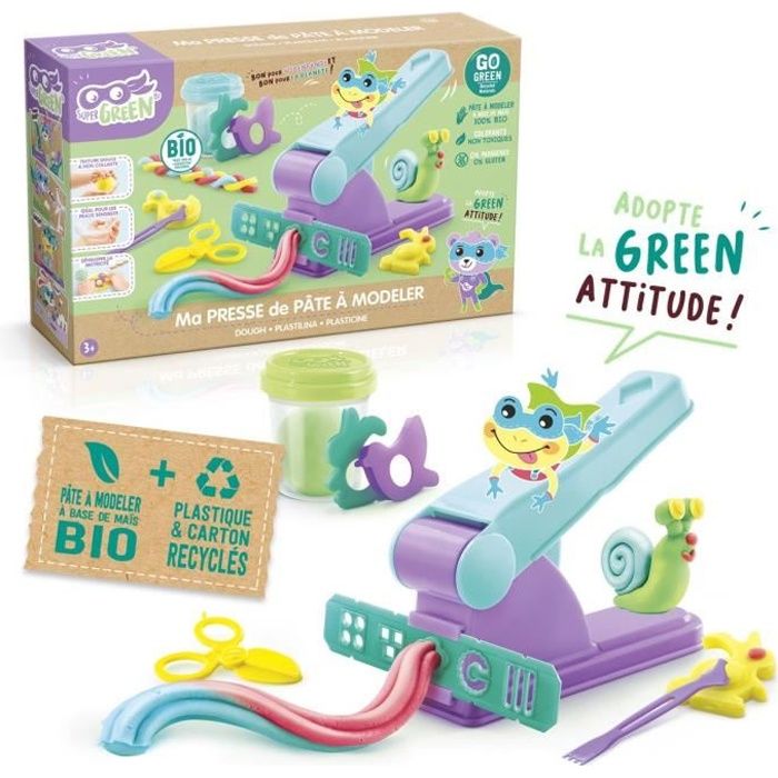 Kit machine à presser de pâte à modeler bio - CANAL TOYS - 4 pots -  Accessoires inclus - Sans gluten - Cdiscount Jeux - Jouets