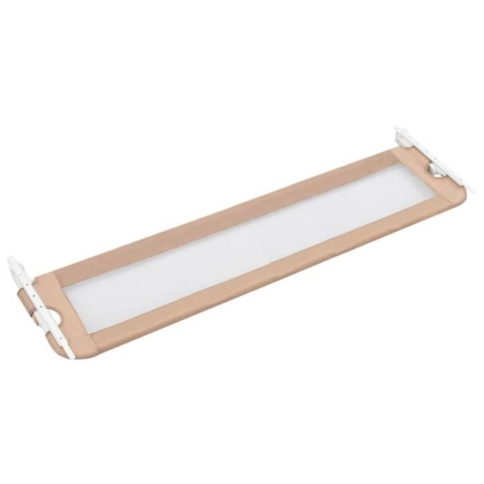 Barrière De Lit Taupe 90x25 Cm - Protection Optimale Pour Enfants De 18 Mois à 5 Ans, Hauteur Réglable 70-95 Cm