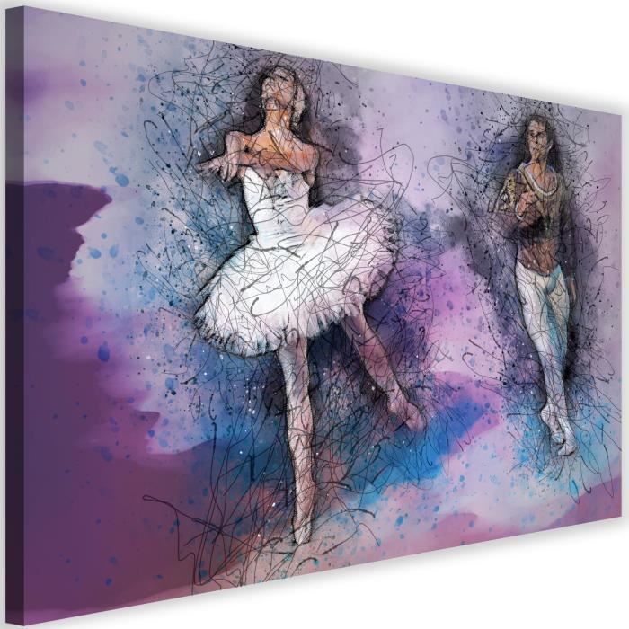 Tableau Decoration Murale Danseurs Ballet 120x80 cm Ballerine Toile XXL Salon Moderne Toile intissee